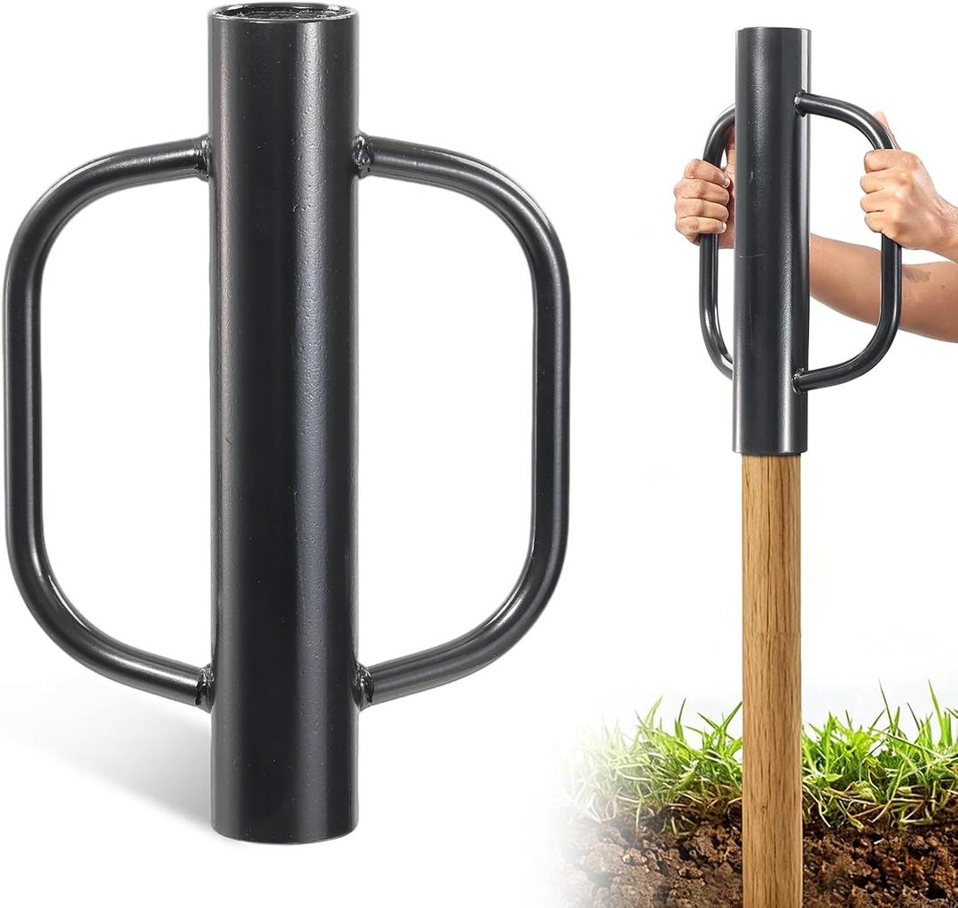 T Post Driver, 12 LB Metal Fence Post Driver with Handle, 2.7" Inner Diameter Manual Post Pounder, Heavy Duty Tpost Driver, Hand Post Rammer for U Fence Posts, T Posts, Wooden Posts, 17 Inch Black