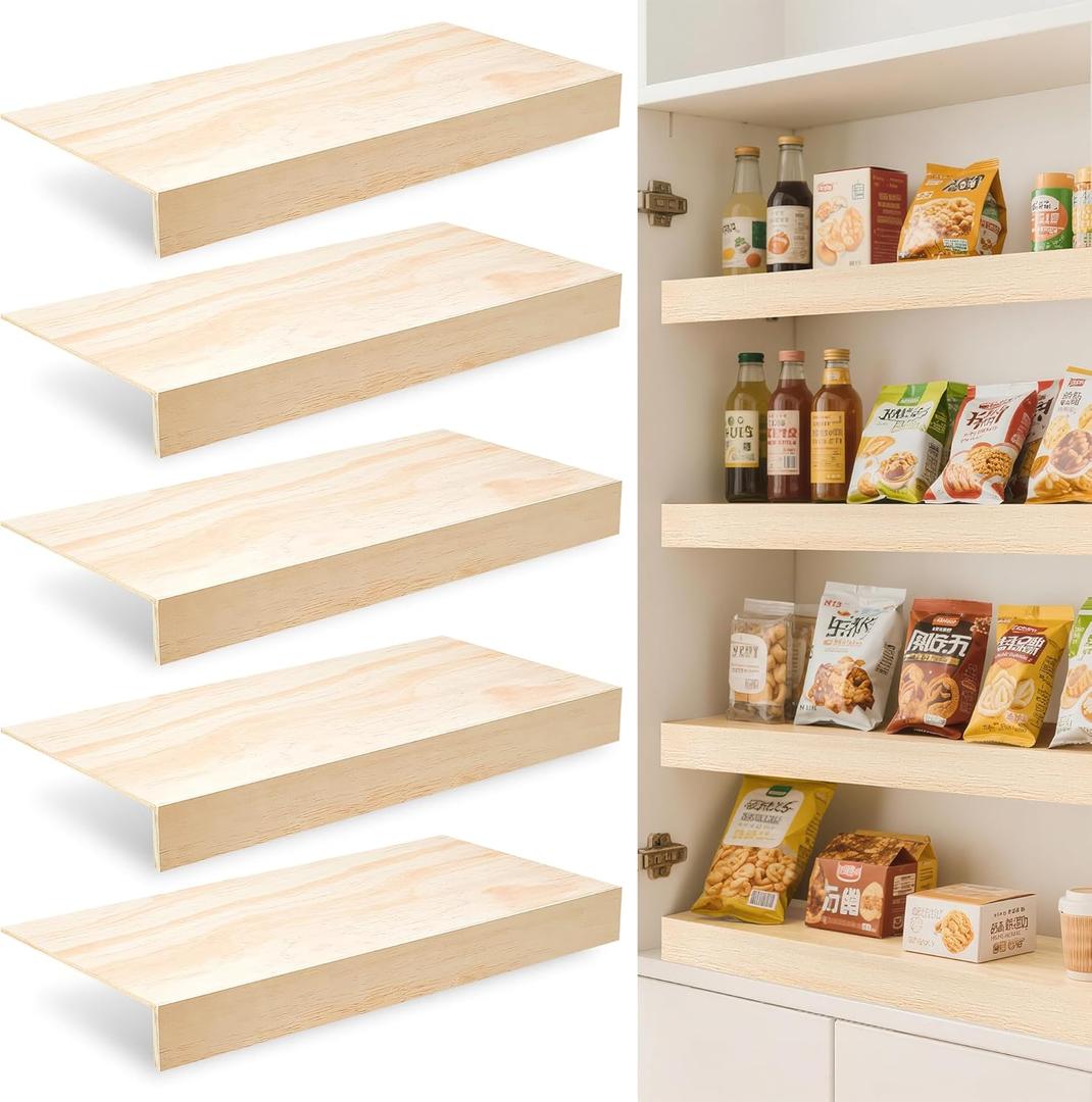 5 Pcs Wire Rack Covers Wood Shelf Covers for Removable Closet Decoration, Shelves Cover for Wire Shelving  Ready to Use for Pantry, Kitchen, Bathroom, Garage & Closet Shelves-24x12 Inch