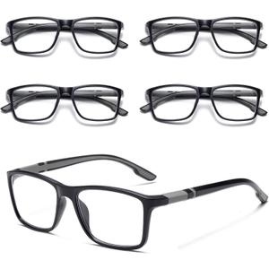 Viseng 5-Pack Reading Glasses Blue Light Blocking for Women Men Anti Glare Filter Lightweight Sports Style Eyeglasses (5-Pack Grey 3.0