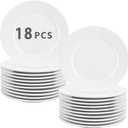 6 Inch White Porcelain Dinnerware - 18 pcs Dessert/Salad Plates Set, Safe for Microwave & Dishwasher