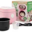GreenLife Digital Rice Cooker, 2-Cups Uncooked/4-Cups Cooked, Removable Nonstick Ceramic PFAS-Free Pot, One-Touch Presets, Oats, Quinoa, Brown Rice, Auto Keep Warm, Fuzzy Logic Tech, 1.5QT, Pink