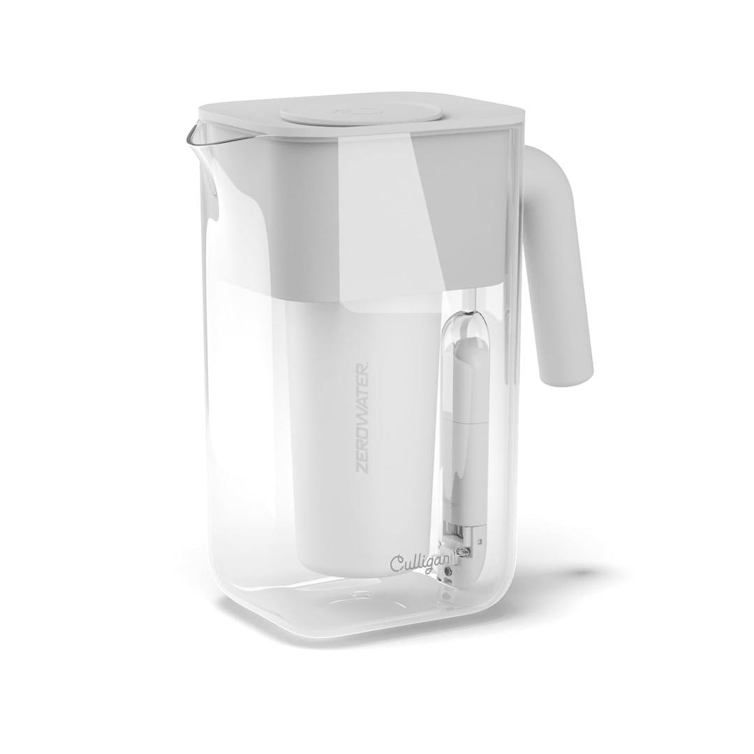 Culligan with ZeroWater Technology 10-Cup Water Filter Pitcher  Includes 5-Stage Advanced Water Filter, IAPMO Certified to Reduce Lead, Total PFAS (Forever Chemicals), Mercury, Fluoride, and Chlorine