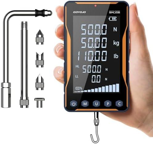 GOYOJO Digital Force Gauge 500N&110LB with Extra-Large Screen and Bold Font, High Precision Multi-Unit Display for Push-Pull Testing, Trigger Pull Measurement, and Industrial Quality Control