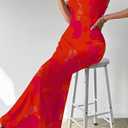 PRETTYGARDEN Women's 2026 Summer Floral Spaghetti Strap Maxi Dress Stretch Sexy Bodycon Dress Backless Slip Long Dresses (L)