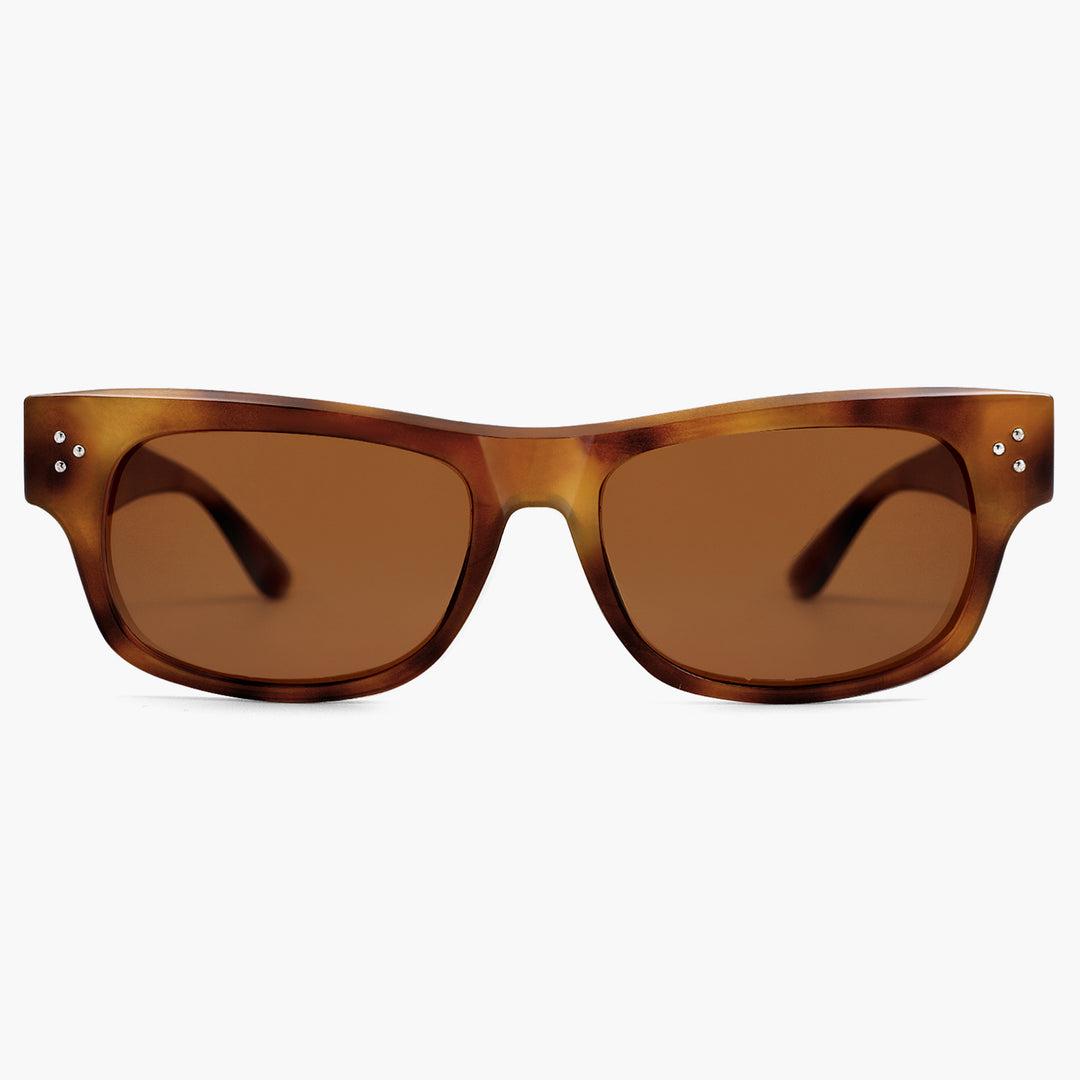 SOJOS Retro Rectangle Polarized Sunglasses for Women Men Vintage Shades UV400 Protection Sunnies SJ2338, Yellow Tortoise Frame/Brown Lens