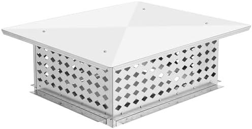 MERXENG 13" x 17" Chimney Cap, 304 Stainless Steel Fireplace Chimney Cover Flue Caps, with Adjustable Metal Strips, Screws & Gloves
