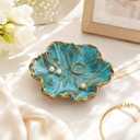 3 x Gifts For Women Flower Shape Decorative Ring Tray, Small Key Bowl, Ceramic Trinket Tray,Bathroom Room Decor Trinket Dish Valentine's Friendship Christmas Birthday Gifts for Women (Petals Blue)