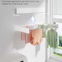 Wall Mounted Clothes Drying Rack 40 inches, Foldable Wall Mount Laundry Rack Folding Indoor, Drying Rack Clothing Collapsible, Hidden Space Saver with Wall Template, 6 Rods, White