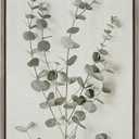 Kate and Laurel Eucalyptus Botanical I Framed Linen Textured Canvas Wall Art by The Creative Bunch Studio; 18x40 Gray; Decorative Plant Art