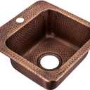 Monarch Abode Kitchen & Bar Sink 15-inch Baxter Drop in Small Bar Sink, Hand Hammered Pure Copper Sinks with Faucet Hole for Wet Kitchens, Decorative Kitchen Sinks, Single Drop in RV Sinks