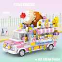 Uvini Building Blocks Car Model, Street View Series Mini Blocks Ice Cream Truck Car Building Set, Best Gift for Girls Collectible Model Cars Set to Bulild, STEM Toy for Children 12+ 593pcs