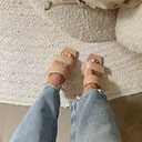 Ermonn Mules For Women With Heels Stiletto Square Toe Heeled Sandals Two Adjustable Strap Faux Leather Slip On Slippers