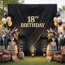 60ftx12ft Wrinkle Free Black Backdrop Curtain, 12 Panels 12FT Height Black Drapes for Wedding, Silky Polyester Photo Back Drop Cloth Draping for Birthday Party Photography Background