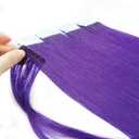 Hair Extensions Tape in Seamless Skin Weft Remy Human Hair (16Inch 10Pcs, Purple)