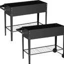 Elevate 2Pcs 32" Tall Raised Garden Bed with Wheel, Planter Box for Backyard, Outdoor Garden, Patio, Balcony, 400lb Capacity, Black