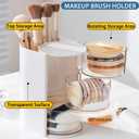 Azurphoric Hair Accessories Organizer with Hair Brush Holder, Rotatable Makeup Brush Holder for Necklaces, Earring, Bracelet, Ring, Makeup Brushes, Hair Clip and Hair Accessories (White, 3-Layer)