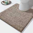 Yimobra Toilet Rugs U Shaped Washable, Soft Absorbent Microfiber Bathroom Rugs, Non Slip Quick Drying Shaggy Bath Mat,Contour Bathroom Mats for Toilet Base, Home Essentials,24x20,Brown and White