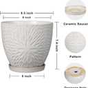G EPGardening 8 Inch Ceramic Plant Pot with Drainage Hole and Saucer Round Planter Pot for Indoor Outdoor Plants Modern Large Flower Pot White