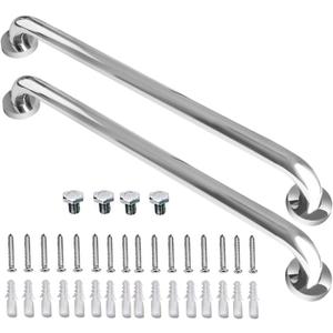2 Pack 24 Inch Shower Grab Bar, iMomwee Chrome Stainless Steel Bathroom Grab Bar Handle, Bathroom Shower Balance Bar,Safety Hand Rail Support,Handicap Elderly Senior Assist Bath Handle(1.25" Diameter)