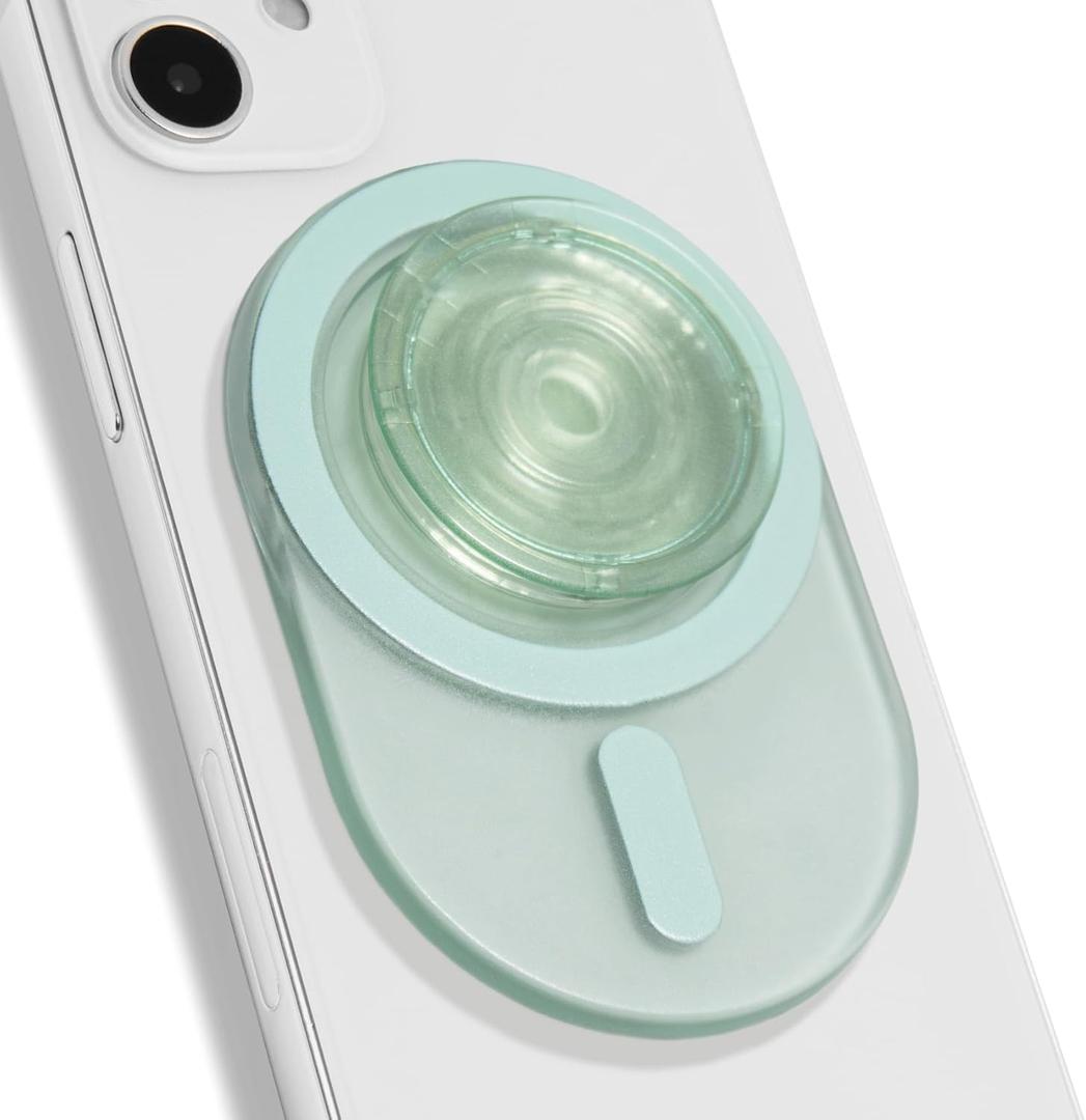 Oval Magnetic Phone Grip  MagSafe Compatible, Translucent Design, Slim and Lightweight, Grip and Stand for iPhone (Green)