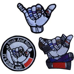 2 x Rock and Roll Patches (3 Pcs)- Funny Tactical Patches, Hook & Loop Morale Patches for Backpacks, Helmets and Other Military Tactical Gears (Medium)