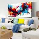 Colorful Artwork for Wall - Abstract Art Wall Decor for Office - Modern Living Room Wall Art Ready to Hang Size 29" x 59"