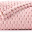 BEDELITE Fleece Blanket Twin Size for Bed Couch, 3D Jacquard Decorative Pink Throw Soft and Cozy Warm Plush Fuzzy Blanket All Seasons Suitable, 60x80Inches