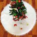 36 inch White Christmas Tree Skirt,Premium Faux Fur & Velvet Tree Collar for Cozy,Festive Holiday Decor,Fits 46 ft Christmas Trees