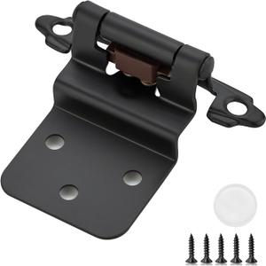 10 Pack (5 Pairs) 3/8 Inch Insert Kitchen Cabinet Hinges, Matte Black Self Closing Hinges for Kitchen Cabinet Doors, Semi-Concealed Cupboard Hardware, Face Mount Hardware, Black