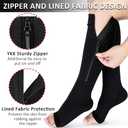 Ailaka Medical Compression Socks with Zipper, Knee High 15-20 mmHg Compression Socks for Women Men, Open Toe Support Socks for Varicose Veins, Edema, Recovery, Pregnant, Nurse, XS-S