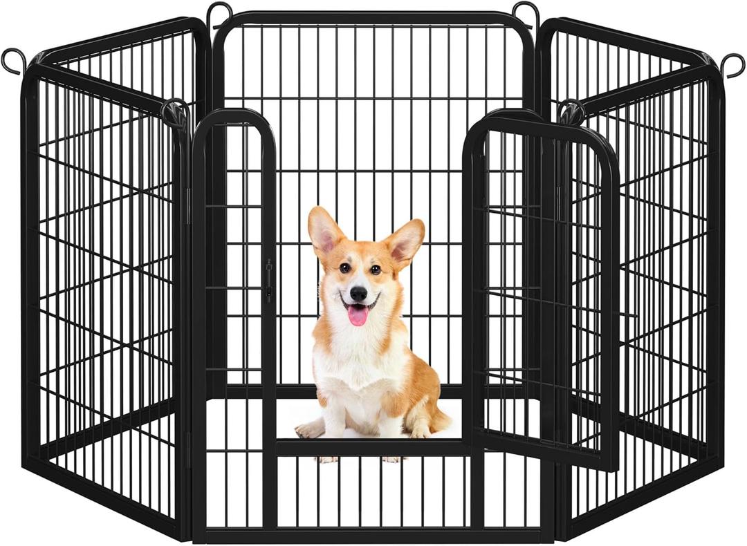 Yaheetech Dog Playpen Outdoor, 32 inch 6 Panels Dog Pen Indoor Heavy Duty Puppy Exercise Pen Metal Pet Fence for RV Camping/Yard/Garden (32")