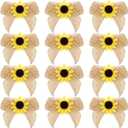 Syhood 12 Pieces Sunflower Burlap Bow 3 Inch Summer Artificial Handmade Wreath Bow Fall Natural Sunflower Decor for Crafts Summer Fall Christmas Tree DIY Home Decoration