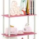 Furinno Turn-N-Tube 4-Tier Multipurpose Shelf Display Rack, Round Tubes, Pink/White