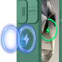 Nillkin for Samsung Galaxy S24 Ultra Case MagSafe with Slide Camera Protector, Rugged Shockproof Non Slip Magnetic Phone Case Full Camera Protection Thin Slim Case for Galaxy S24 Ultra 6.8 Inch, Green