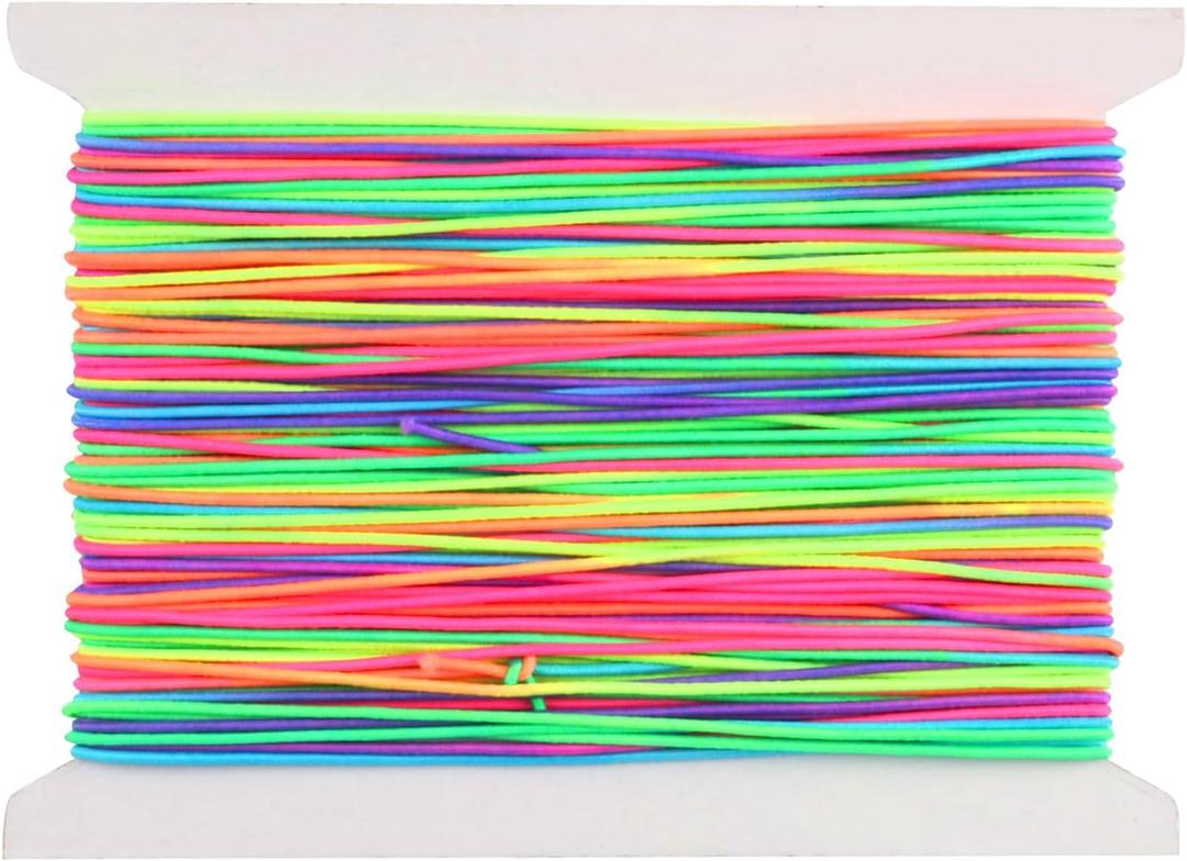 Nylon String for Bracelet Making,20 m Yards Rainbow Elastic Beading String, 1mm Stretchy Elastic Cord Thread String for Bracelet Jewelry Necklace Craft Making Braided Hair Pony Beads StringRainbow