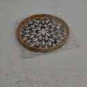 Round Rattan Tray with Mother of Pearl Inlay, Decorative Wicker Serving Tray with Wooden Base, Woven Basket Trays for Bread Fruits Coffee, Plume (Plume - 11.8 Inch)