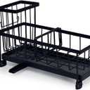 2 x Kitchen Sponge Holder with Brush Holder Sink Caddy Organizer for Sink Kitchen Countertop Organizers and Storage Essentials Black (One Size)