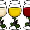 Yalikop 3 Pcs Wine Glasses Wooden Wall Decors Red White Yellow Wood Wine Glasses Wall Arts Vintage Decorations for Home Kitchen Dining Room Decorations, 10.8 x 4.7 x 0.2 Inches