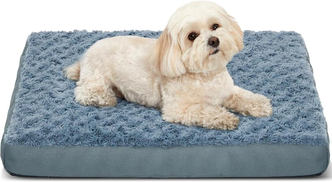 Orthopedic Dog Beds for Crate with Removable Washable Cover Egg-Crate Foam Pet Pad Mat with Anti-Slip Bottom,Waterproof Dog Beds Small Sized20x16 Inch