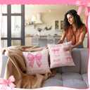 Unittype 2 Pcs Christian Pillow Covers 18x18, Pink Bow Bible Verse Decor
