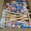 16 Pack 8x10 Inch Canvas and Easel Set, 16 Canvas for Painting with 16 Easels, 16 Acrylic Paint Set, 32 Paint Brushes, 16 Palletes, Bulk Painting Kits for Adults Students Beginners