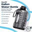 AQUAFIT 1 Gallon Water Bottle with Time Marker - Straw & Chug Lid - BPA Free Gym Water Bottle with Straw - Big Gallon Jug (Gray, 128 oz - 2 Lids)
