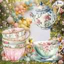 Amyhill 3 Pcs Large Tea Party Decorations Wonderland Garden Yard Sign
22.8'' Teapot Teacup Tea Bowl Cardboard Cutout Stand Vintage Garden Props for Floral Birthday Wedding Bridal Shower Decor