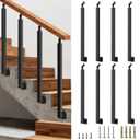 Black Metal Stair Railing Post, Side/Front Mount Baluster Spindles with 270° Adjustable Bracket, Perfect for Indoor Stairs, Deck, Porch and Balcony Railing, Side, 39.4inch, 8 Pack