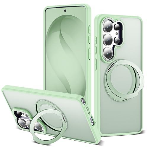Zalinbo for Samsung Galaxy S26 Ultra Case with 360°Rotatable Magnetic Ring Stand Compatible with Mag-Safe Military Protection Matte Translucent Phone Case for Galaxy S26 Ultra 6.9",Green