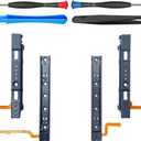 ElecGear Slide Rail Replacement for Nintendo Switch and Joy Con Controller, Left and Right Metal Track for Console and Plastic Slider Bar for Joy-con with Flex Cable Connector Repair Part Assembly