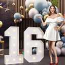 imprsv 3FT Marquee Numbers 16, Light Up Numbers for 16th Birthday Decorations Anniversary Party Decor, Number 16 Light Up Number, Pre-Cut Foam Board Kit