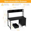 DLisiting Black Computer Desk with Hutch & Drawers - Office Desk with 3 Storage Drawers and Power Outlets, 47 Inch Modern Study Writing Desk for Bedroom Home Office, 47.2"