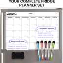 Monthly Magnetic Dry Erase Calendar for Refrigerator Monday Start Calendar Magnet 17 x 12 | Whiteboard Calendar for Fridge | Include 5 Markers & Eraser - Freedom Mastery