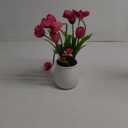 Angerlo 15.75 Inch Artificial Tulip Flowers in Ceramic Vase, Realistic Silk Fake Tulip Spring Flowers Look Real, Lifelike Floral Arrangement for Home, Office, Table Centerpiece, Indoor Decor (Magenta)